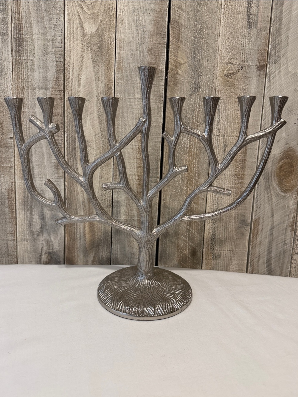 Large 2016 Pier 1 Cast Aluminum Tree Of Life Hanukkah Menorah